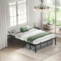 Miniatyrbilde 2 av 6: Sengeramme, Dobbeltseng i metall med oppbevaringshyller, 200x160x41,3 cm, Svart