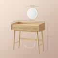 Miniatyrbillede 3 af 6: Toiletbord 43x90x82 cm beige, træ