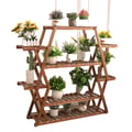 Miniatyrbillede 1 af 5: Planteholder, Solid Fyrretræ, 8 Niveauer, Dimensioner 94 x 25 x 106 cm, Maksimal Belastning 60 kg, Egnet til Indendørs og Udendørs Brug
