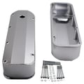 Miniatyrbillede 1 af 5: Rocker Covers, Aluminium, Høj Stil, 1/4 Tomme Pakningsskinne, Passer til 1968-Og Fremad Ford V8 429-460, Lang Bolt Design