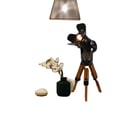 Pikkukuva 1 / 5: Lattiavalaisin, Vintage Tripod -muotoilu, Säädettävä korkeus,musta