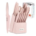 Miniatyrbillede 1 af 5: Køkkenkniv Sæt, Kulstofstål Blade, Ergonomiske Håndtag,Pink