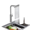 Miniatyrbillede 1 af 5: Svingbar Køkkenarmatur, Mørkegrå, Utrækkelig Sprøjte, Keramisk Ventilkern, Vandkraftkontrol, 60 cm Slangelængde