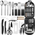 Miniatyrbild 1 av 5: Campingkökredskap Set, Livsmedelsklassat rostfritt stål, 27 delar, Ergonomisk design, Fällbar design, Mångsidig användning