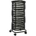 Miniatyrbillede 1 af 5: Auxiliaryvogn, Metal- og Plastkonstruktion, 33 x 33 x 77 cm Dimensioner, 20 kg Belastningsevne, Funktioner 4 Opbevaringskurve, 5 Glidende Hjul