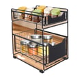 Miniatyrbillede 1 af 5: Under Sink Organizer Rack, Kulstofstål, 2-lags design, Dimensioner: 25,5x15,7x11,8 tommer, Belastningskapacitet: 30 pund, Alsidig opbevaringsløsning