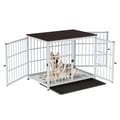 Miniatyrbillede 2 af 2: Hundebur, stilfuldt design, multi-dørs adgang, sort,XL, HVID-b