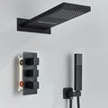 Miniatyrbillede 2 af 2: Bruserarmatur, Termostatisk Kontrol, Væghængt Design,Matte Sort