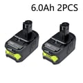 Miniatyrbillede 2 af 2: Lithium-Ion Batteri, 6000mAh Kapacitet, 18V Spænding, kompatibel med Ryobi,2 batteri