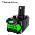 Miniatyrbillede 2 af 2: Erstatningsbatteri, 6000mAh/9000mAh kapacitet, 18V lithium-ion, kompatibel med Ryobi,1 STK 6.0 Batteri