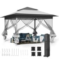 Miniatyrbillede 2 af 2: Gazebo, Justerbar Højde, 4 Myggenet Sidepaneler,Lys grå og mørk