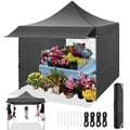 Miniatyrbillede 2 af 2: Pavillon, Vandtæt Materiale, Justerbar Højde,3x3m, Sort