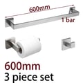 Miniatyrbillede 2 af 2: Badeværelsestilbehør, Stål håndklædestang, Toiletpapirholder,600mm 1bar 3 stk sæt