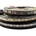 Miniatyrbild 1 av 2: LED-remslampa, SMD5050-chipmodell, dubbla signalkablar, vattentät IP65, DC5V/12V matningsspänning, klippbar vid varje LED, 5m 60 IP67, SVART PCB