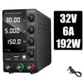 Miniatyrbillede 1 af 2: Justerbar DC-strømforsyning, udgangsspænding 32V, udgangsstrøm 6A,Sort 32V6A, AC 220V