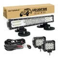 Miniatyrbild 1 av 2: LED-ljusramp, kombinationsstrålmönster, vattentät klassning IP67, hög ljusstyrka,17 tum 2X36W Tråd