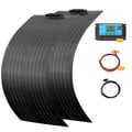Miniatyrbillede 1 af 2: Fleksibelt monokrystallinsk solpanel, 50W eller 100W muligheder, komplet solkit med laderegulator,100W Sæt Sort
