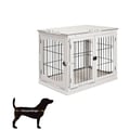 Miniatyrbillede 1 af 5: Hundehus, Robust MDF og Metal, Ideelt til Indendørs Brug,HVID