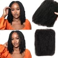Miniatyrbillede 1 af 2: Menneskehår Extensions, Kinky Curly Struktur, Egnet til Fletninger,2Stk/Parti, 18tommer, #1B
