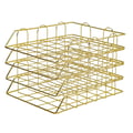 Miniatyrbillede 1 af 5: Dokumentbakke, Metal Konstruktion, Stabelbar Design,Guld