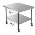Miniatyrbild 1 av 2: Rostfritt stål köksförberedelsebord, 4 hjul, klarar upp till 100KG-300KG belastning,36 x 30 tum