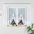 Pikkukuva 6 / 6: GRACJANA - Valmis jacquard-verho, jossa leikkaus helmassa - 400x160 cm - valkoinen