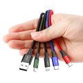 Miniatyrbillede 5 af 10: 4-i-1 USB-kabel iPhone Lightning 2 x USB-C microUSB Nylonflettet 3,5A 1,2m Sort