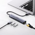 Miniatyrbillede 5 af 10: Multifunktionel HUB adapter splitter USB 3.0 - 3x USB Ethernet RJ-45 USB-C PD grå