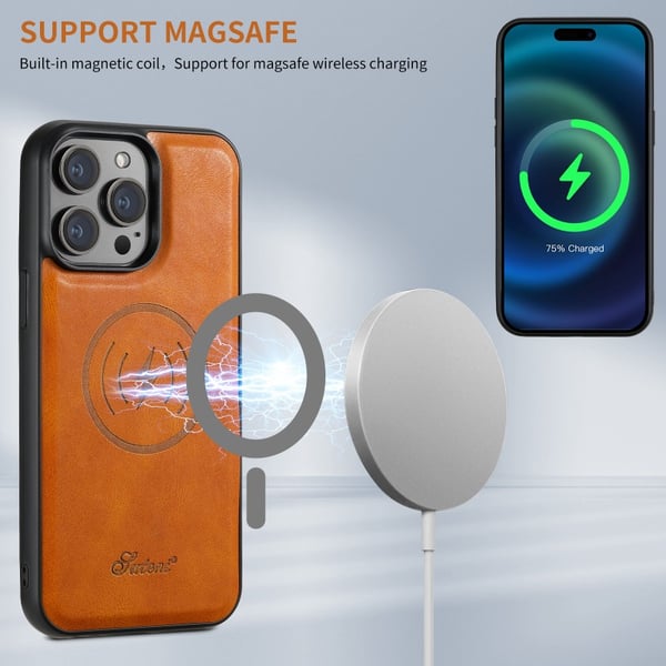 Suteni™ 2in1 Magsafe -kotelo korttitelineellä iPhone 13 Pro Max - vaalean ruskea Khaki