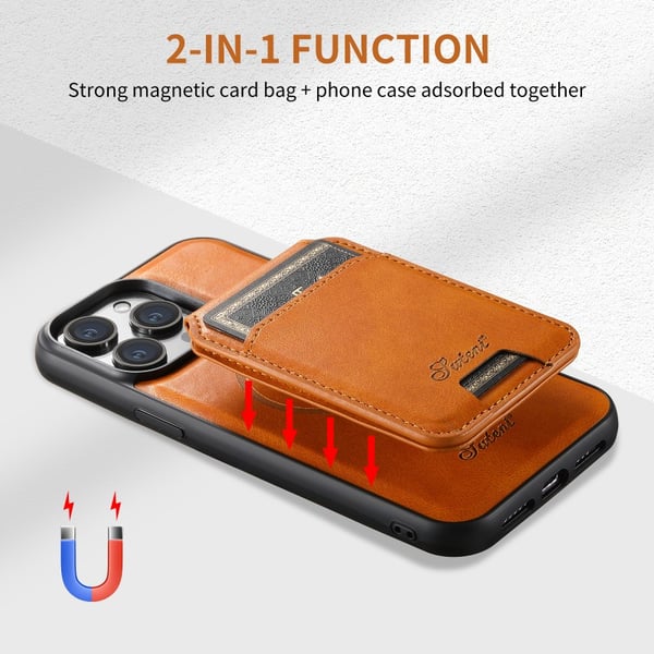 Suteni™ 2in1 Magsafe -kotelo korttitelineellä iPhone 14 Pro Max - vaalean ruskea Khaki