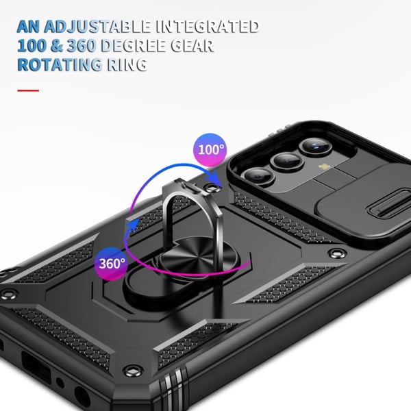 Samsung A24 5G Hybridskal med Ringhållare & Kameraskydd - Svart
