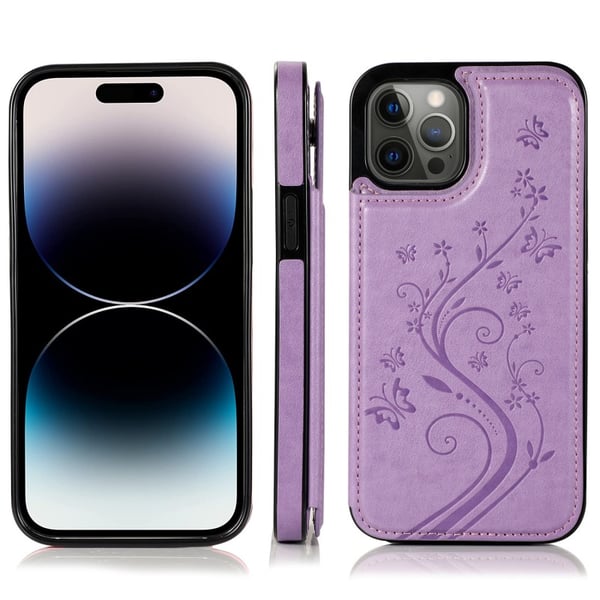 iPhone 14 Pro Stöttåligt Skal Korthållare 3-FACK Flippr V2 - Lila