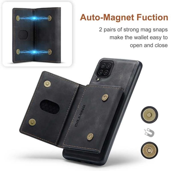 8-FACK Samsung A12 5G Stöttåligt Skal med Magnetisk Korthållare DG.MING Detach