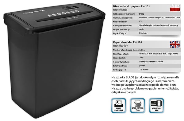 Esperanza EN101 paperisilppuri Suikalesilppuri 22 cm Musta