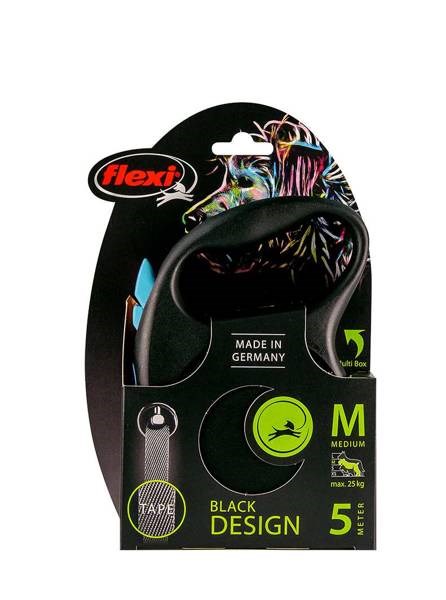 Flexi Automatiskt koppel Svart Design M 5 m, Blå