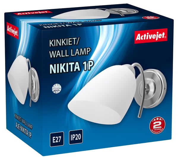 Klassisk vägglampa Activejet NIKITA nickel E27 för vardagsrummet