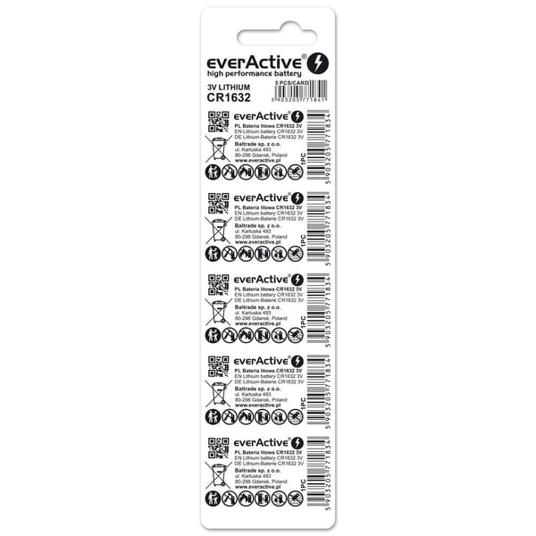 Litiumbatteri mini everActive CR1632 5 stk.