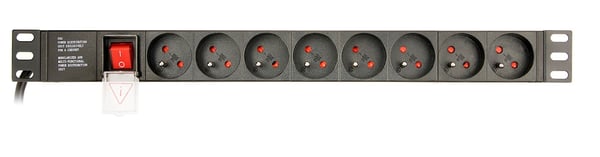 EnerGenie EG-PDU-014-F räkkiin asennettava virranjakoyksikkö (8 FR-pistorasiaa, 1U, 16A, Schuko-pistoke, 3m, musta)