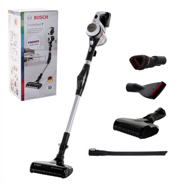 Bosch BBS711W stavstøvsuger/elektrisk kost Poseløs 0,3 L Sort, Rustfrit stål, Hvid
