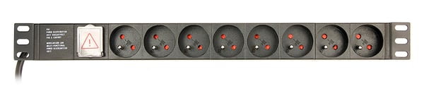 EnerGenie EG-PDU-014-F räkkiin asennettava virranjakoyksikkö (8 FR-pistorasiaa, 1U, 16A, Schuko-pistoke, 3m, musta)