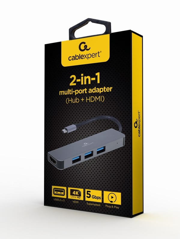Gembird A-CM-COMBO2-01 USB Type-C 2-in-1 -moniporttisovitin (keskitin + HDMI)