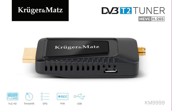 KRUGER & MATZ mini DVB-T2 H.265 HEVC Tuner KM9999