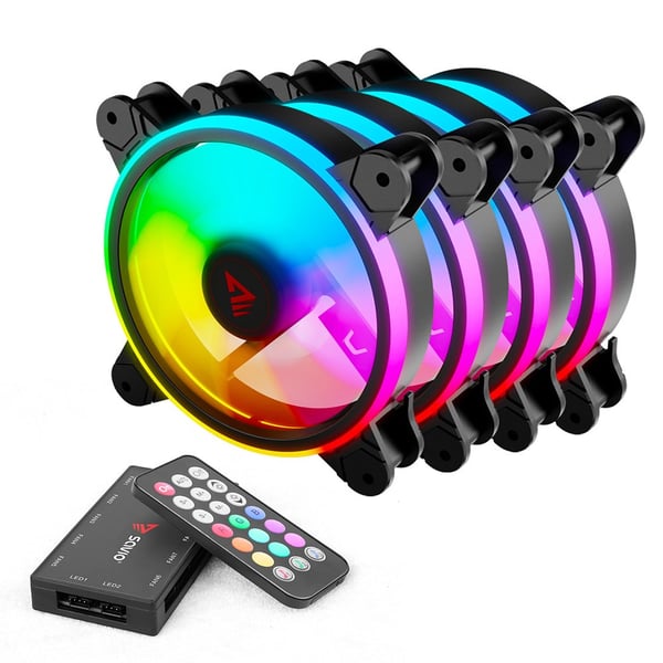 SAVIO FAN-01 4-pak 120 mm ARGB-blæser inklusive controller og fjernbetjening