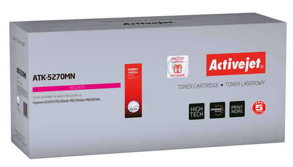 Activejet ATK-5270MN värikasetti (Kyocera TK-5270M -tulostimen vaihto; Supreme; 6000 sivua; magenta) Activejet ATK-5270MN värikasetti (Kyocera TK-5270M -tulostimen vaihto; Supreme; 6000 sivua; magenta)