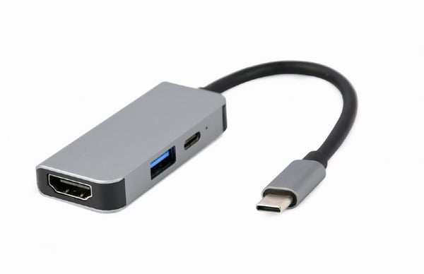 Gembird A-CM-COMBO3-02 USB Typ-C 3-i-1 multiportadapter (USB-port + HDMI + PD). silver