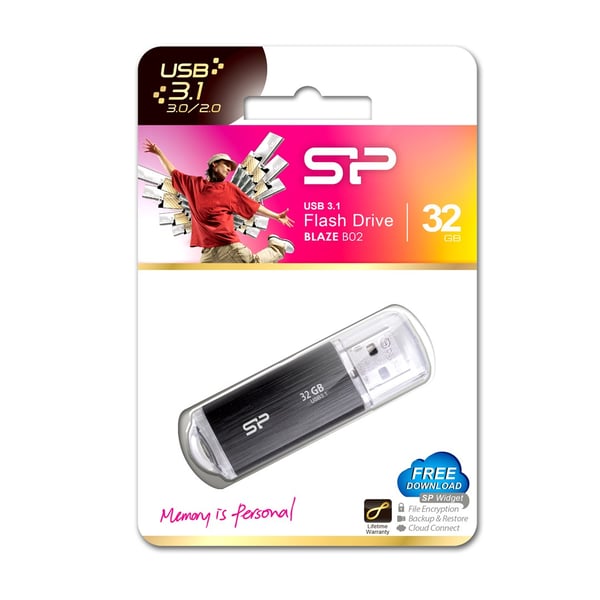 Silicon Power Blaze B02 USB-muistitikku 32 Gt USB Type-A 3.2 Gen 1 (3.1 Gen 1) Musta