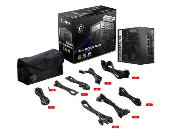 MSI MPG A1000G PCIE5 strømforsyning 1000 W 20+4 pin ATX ATX Sort
