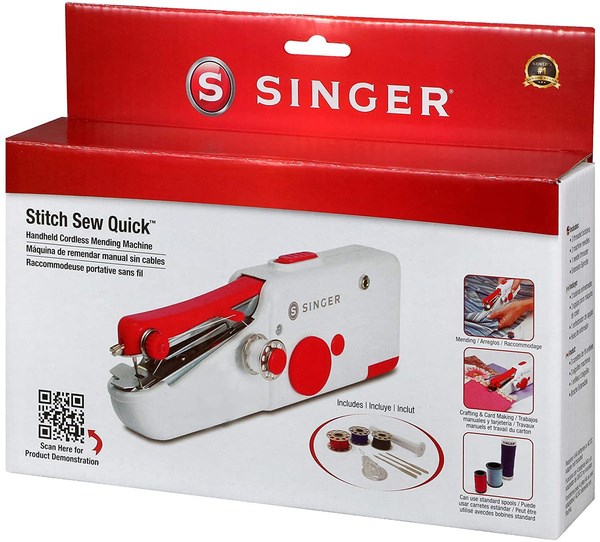 SINGER Stitch Sew Quick Mini mekanisk symaskin AA-batteri Vit