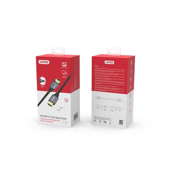 UNITEK C138W HDMI-kaapeli 2 m HDMI Type A (vakio) musta. harmaa