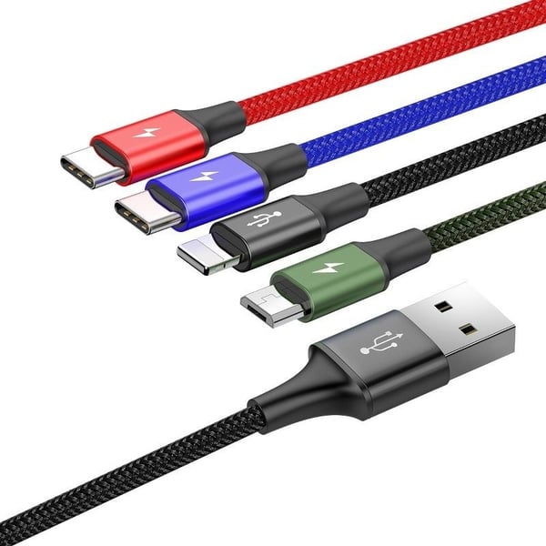 Baseus Fast 4in1 USB-kabel 2xUSB-C / Lightning / Micro 3.5A 1.2m (sort)